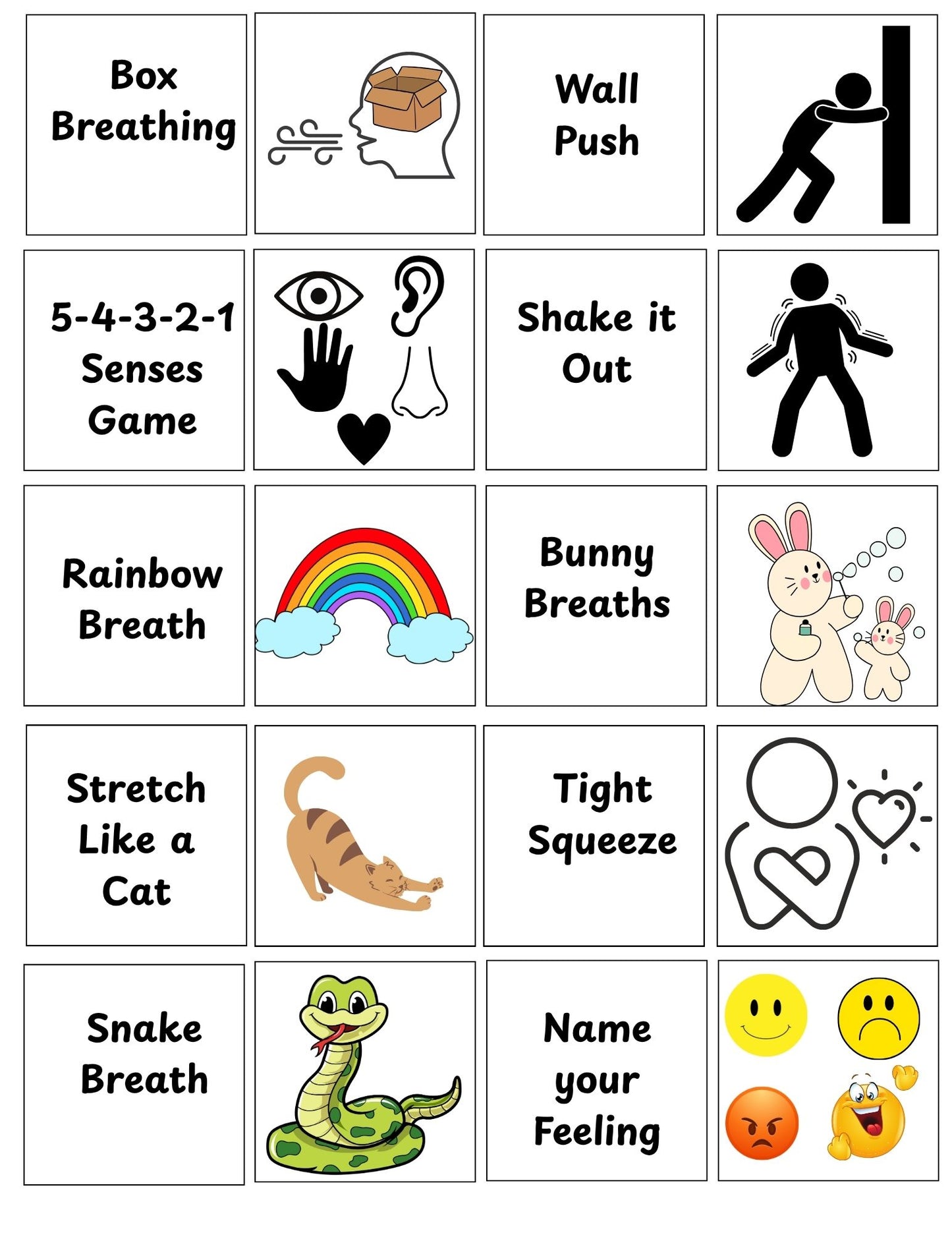 Mindful Match Game - Printable Calming Strategy & Affirmation Cards for Kids (40 matching cards)